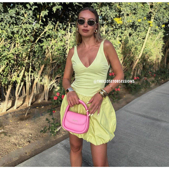 ZARA V-Neck Balloon Mini Dress NWT | Yellow Knit Blogger Fave - Picture 7 of 16